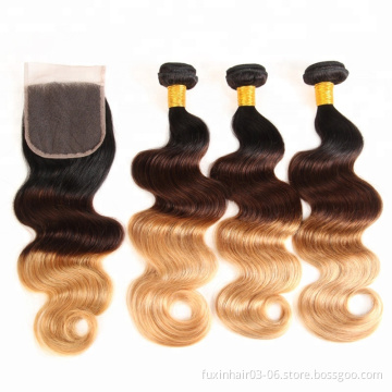 Hair Extension 1B/4/27 Ombre Color China Factory Apply Brazilian Human Hair Unprocessed Pure Original Natural Hair